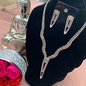 Cubic zirconia necklace and earring set